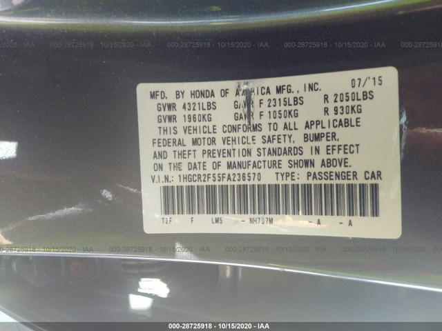 Photo 8 VIN: 1HGCR2F55FA236570 - HONDA ACCORD SEDAN 