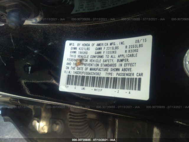 Photo 8 VIN: 1HGCR2F55GA034362 - HONDA ACCORD SEDAN 