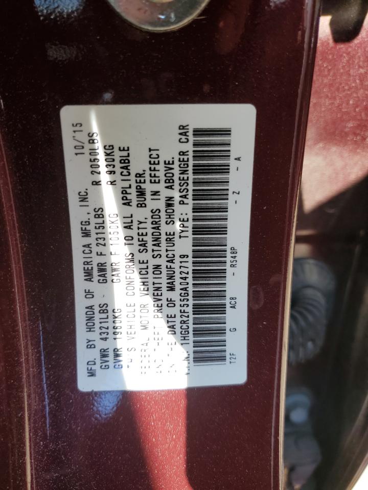 Photo 12 VIN: 1HGCR2F55GA042719 - HONDA ACCORD 