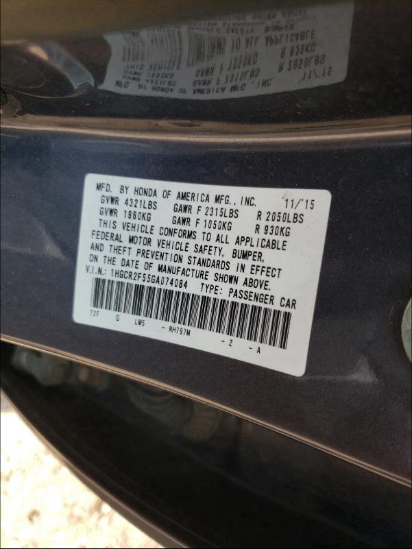 Photo 9 VIN: 1HGCR2F55GA074084 - HONDA ACCORD SPO 