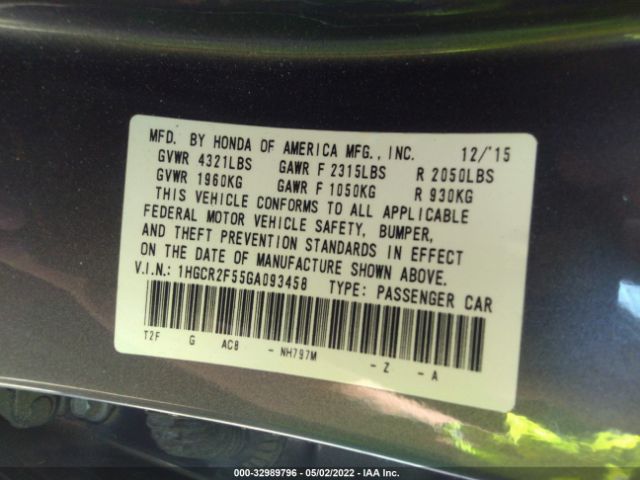 Photo 8 VIN: 1HGCR2F55GA093458 - HONDA ACCORD SEDAN 