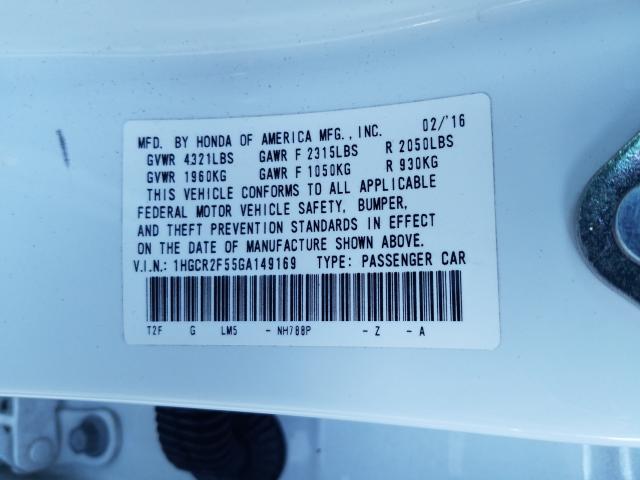 Photo 9 VIN: 1HGCR2F55GA149169 - HONDA ACCORD SPO 