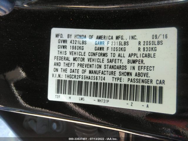 Photo 8 VIN: 1HGCR2F55HA056704 - HONDA ACCORD SEDAN 