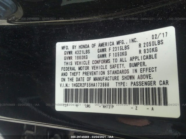 Photo 8 VIN: 1HGCR2F55HA173988 - HONDA ACCORD SEDAN 