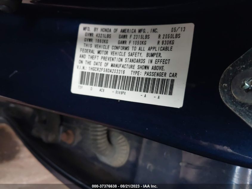 Photo 8 VIN: 1HGCR2F56DA203316 - HONDA ACCORD 