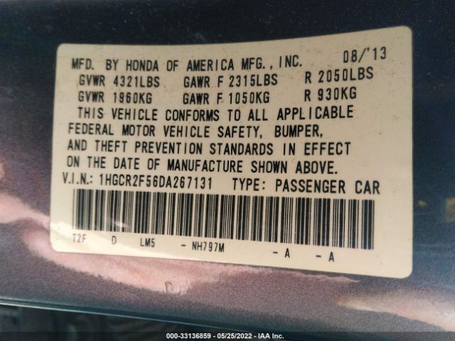 Photo 8 VIN: 1HGCR2F56DA267131 - HONDA ACCORD SDN 