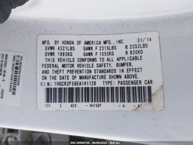 Photo 8 VIN: 1HGCR2F56EA141126 - HONDA ACCORD 