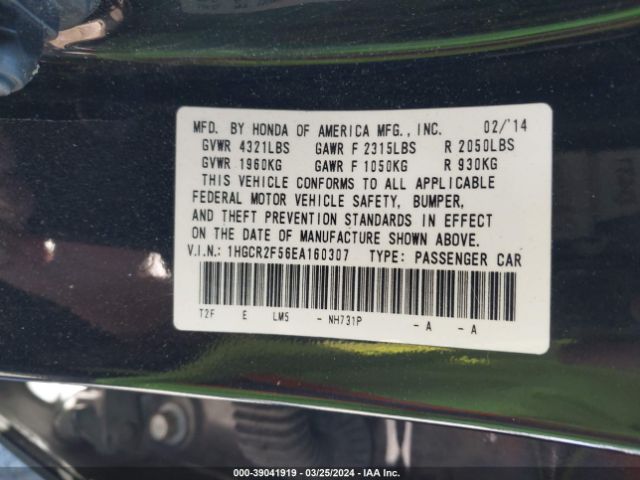 Photo 8 VIN: 1HGCR2F56EA160307 - HONDA ACCORD 