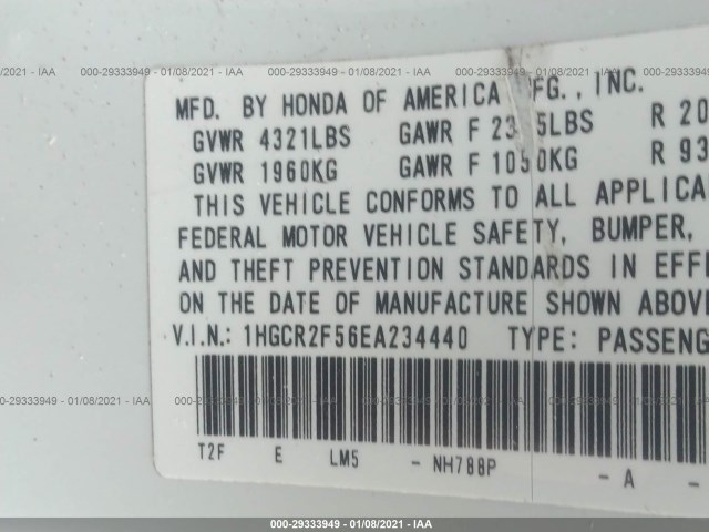 Photo 8 VIN: 1HGCR2F56EA234440 - HONDA ACCORD SEDAN 