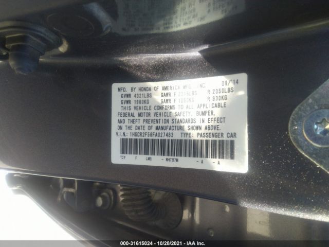 Photo 8 VIN: 1HGCR2F56FA027483 - HONDA ACCORD SEDAN 