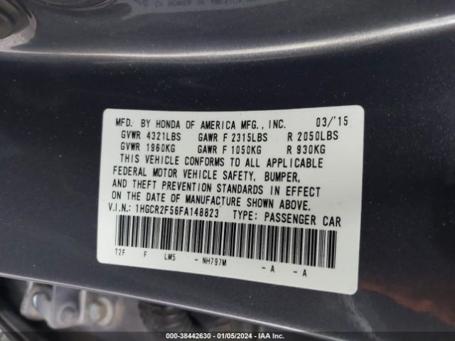 Photo 8 VIN: 1HGCR2F56FA148823 - HONDA ACCORD 