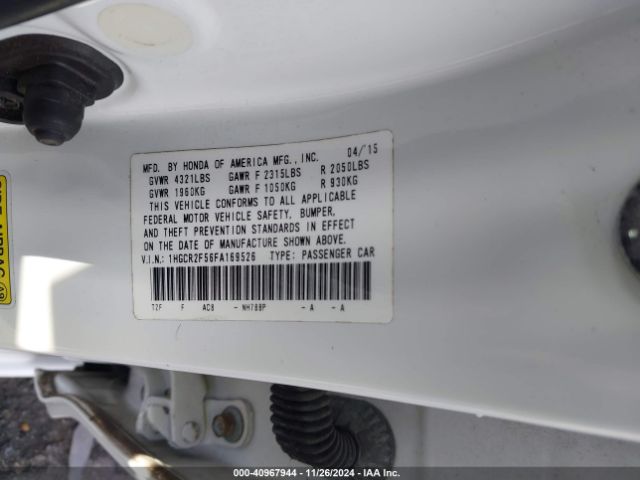 Photo 8 VIN: 1HGCR2F56FA169526 - HONDA ACCORD 