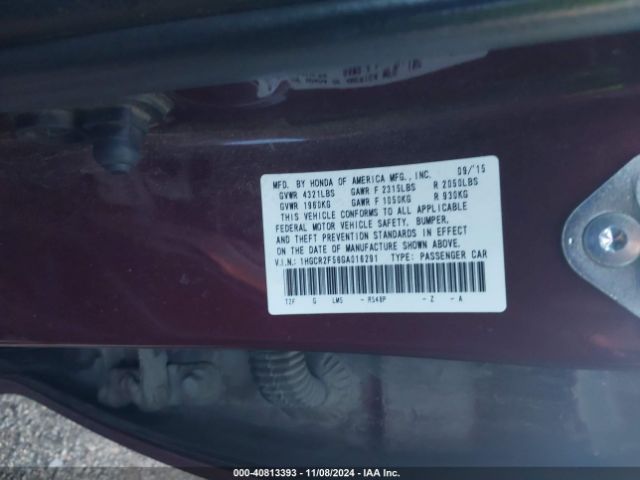 Photo 8 VIN: 1HGCR2F56GA016291 - HONDA ACCORD 