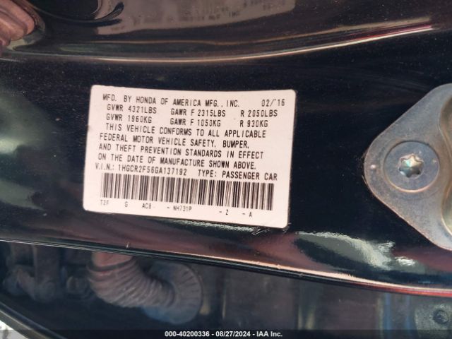 Photo 8 VIN: 1HGCR2F56GA137192 - HONDA ACCORD 