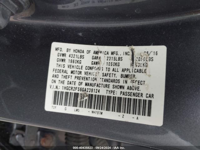 Photo 8 VIN: 1HGCR2F56GA239124 - HONDA ACCORD 