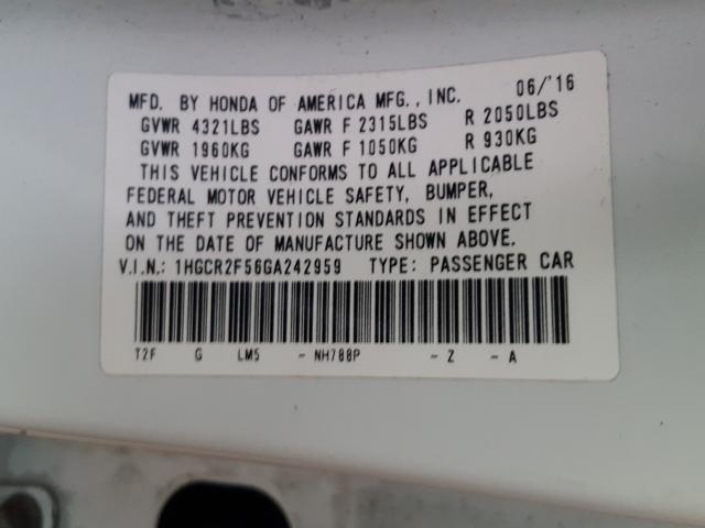 Photo 9 VIN: 1HGCR2F56GA242959 - HONDA ACCORD SPO 