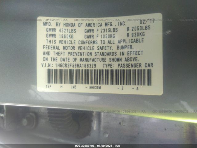 Photo 8 VIN: 1HGCR2F56HA168329 - HONDA ACCORD SEDAN 