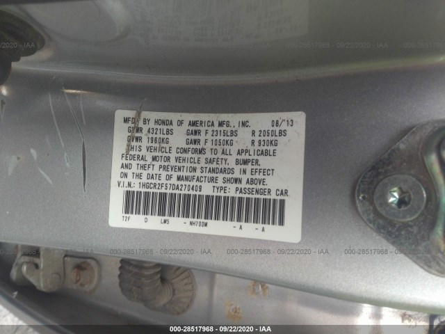 Photo 8 VIN: 1HGCR2F57DA270409 - HONDA ACCORD SDN 