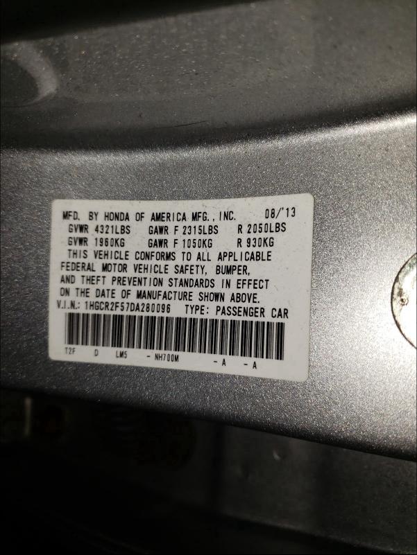 Photo 9 VIN: 1HGCR2F57DA280096 - HONDA ACCORD SPO 