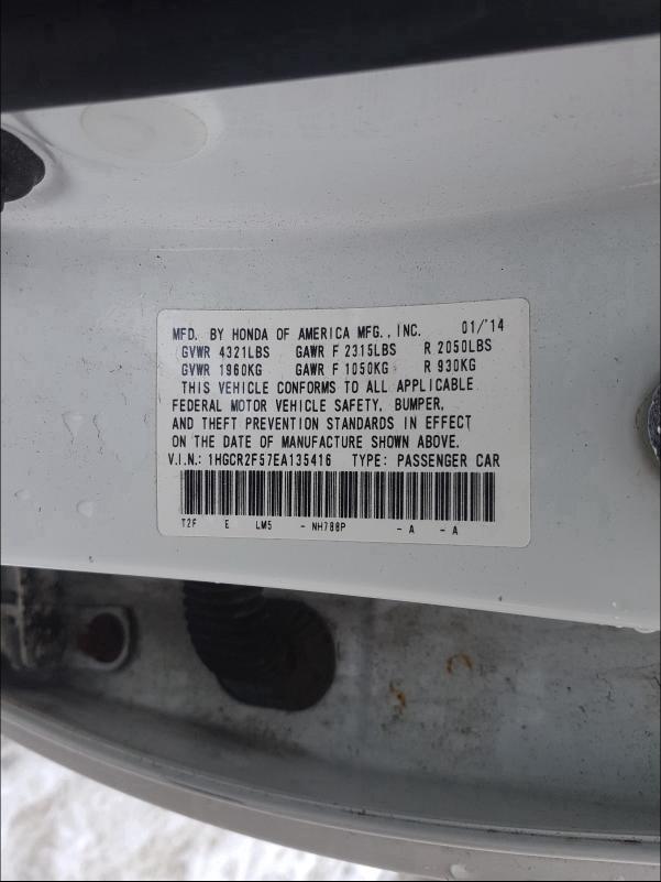 Photo 9 VIN: 1HGCR2F57EA135416 - HONDA ACCORD SPO 