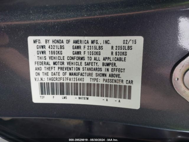 Photo 8 VIN: 1HGCR2F57FA125440 - HONDA ACCORD 