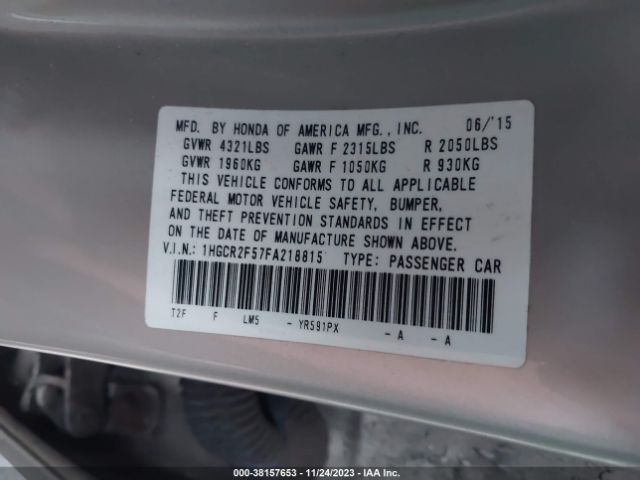 Photo 8 VIN: 1HGCR2F57FA218815 - HONDA ACCORD 