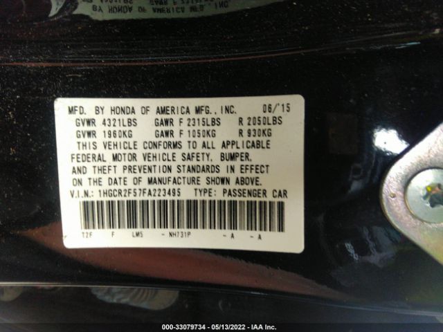 Photo 8 VIN: 1HGCR2F57FA223495 - HONDA ACCORD SEDAN 