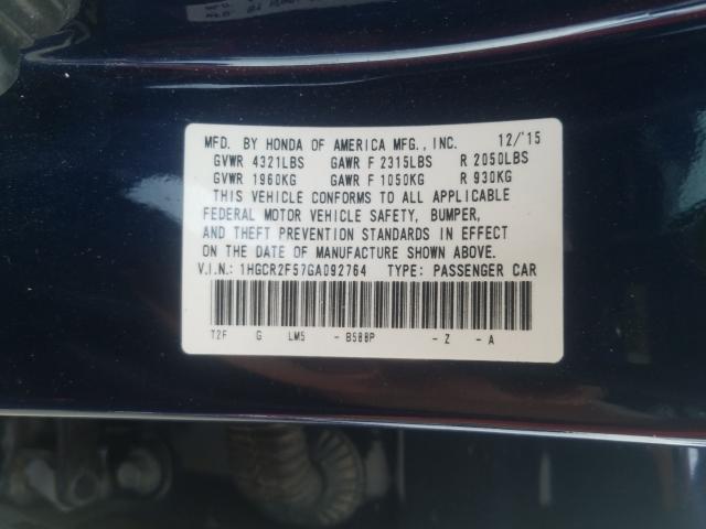 Photo 9 VIN: 1HGCR2F57GA092764 - HONDA ACCORD SPO 