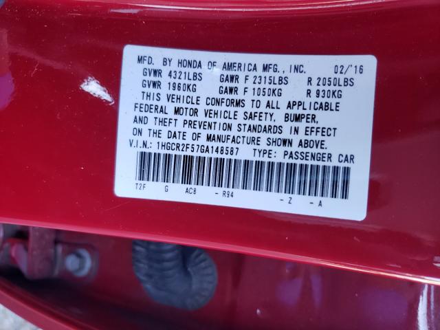 Photo 9 VIN: 1HGCR2F57GA148587 - HONDA ACCORD SPO 