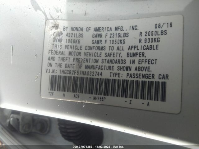 Photo 8 VIN: 1HGCR2F57HA032744 - HONDA ACCORD 