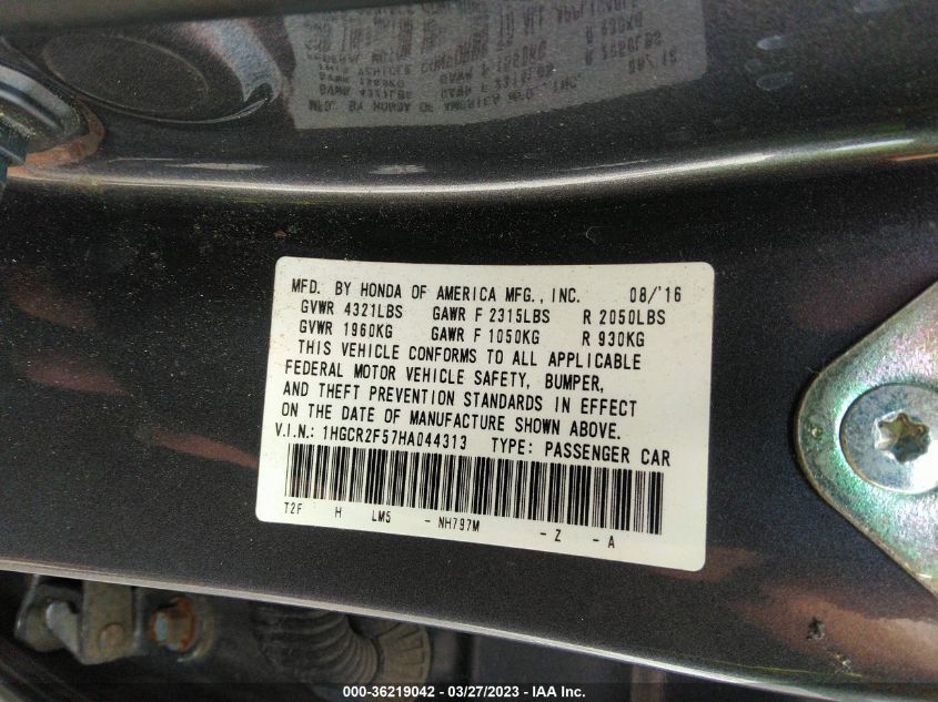 Photo 8 VIN: 1HGCR2F57HA044313 - HONDA ACCORD 