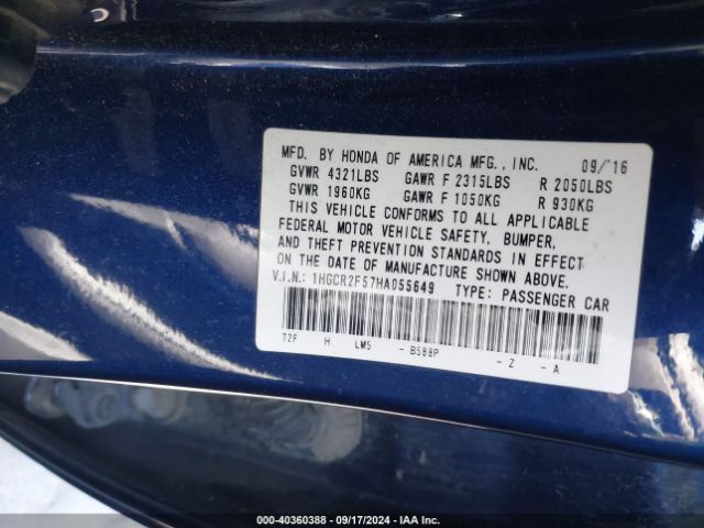 Photo 8 VIN: 1HGCR2F57HA055649 - HONDA ACCORD 