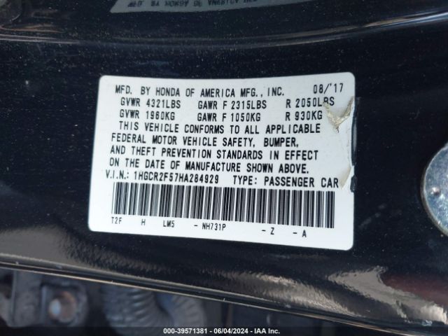 Photo 8 VIN: 1HGCR2F57HA284929 - HONDA ACCORD 