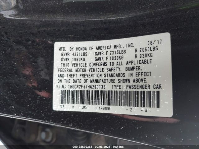 Photo 8 VIN: 1HGCR2F57HA290133 - HONDA ACCORD 