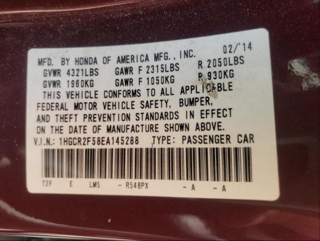 Photo 9 VIN: 1HGCR2F58EA145288 - HONDA ACCORD SPO 