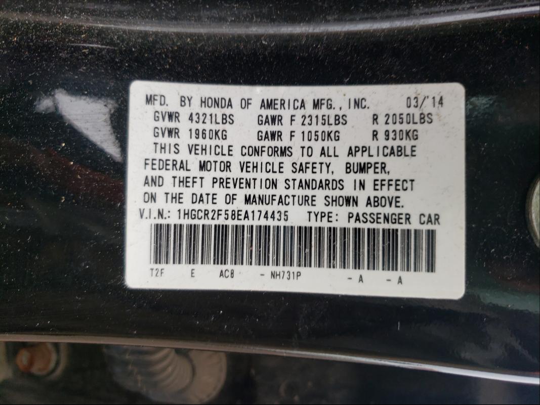 Photo 9 VIN: 1HGCR2F58EA174435 - HONDA ACCORD SPO 