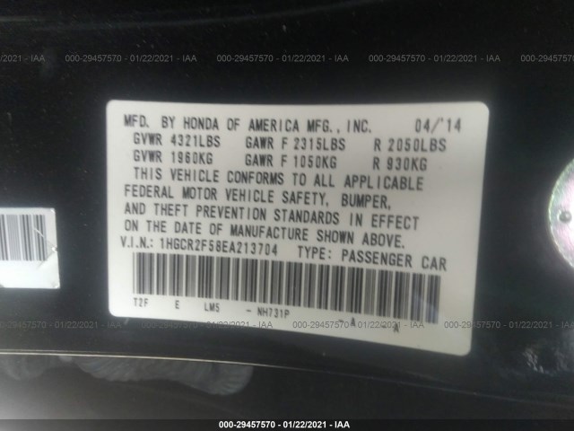 Photo 8 VIN: 1HGCR2F58EA213704 - HONDA ACCORD SEDAN 