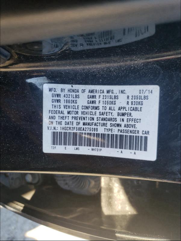 Photo 9 VIN: 1HGCR2F58EA275099 - HONDA ACCORD 