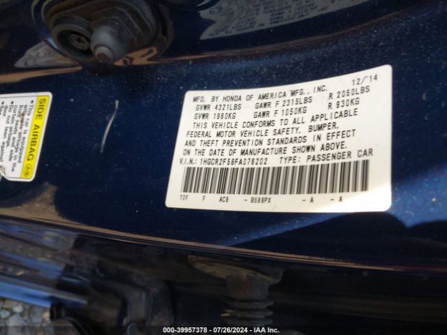 Photo 8 VIN: 1HGCR2F58FA076202 - HONDA ACCORD 