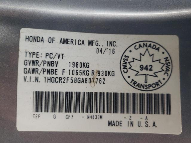 Photo 9 VIN: 1HGCR2F58GA807762 - HONDA ACCORD SPO 