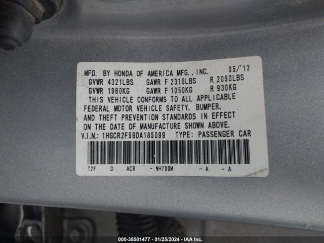 Photo 8 VIN: 1HGCR2F59DA185099 - HONDA ACCORD 