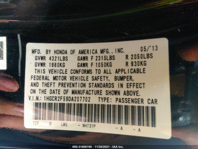 Photo 8 VIN: 1HGCR2F59DA207702 - HONDA ACCORD SDN 