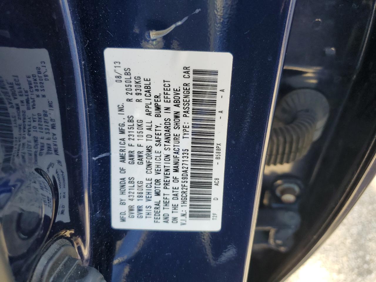 Photo 11 VIN: 1HGCR2F59DA271335 - HONDA ACCORD 