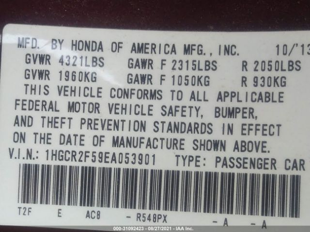 Photo 8 VIN: 1HGCR2F59EA053901 - HONDA ACCORD SEDAN 