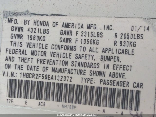 Photo 8 VIN: 1HGCR2F59EA132372 - HONDA ACCORD 