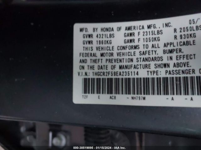 Photo 8 VIN: 1HGCR2F59EA235114 - HONDA ACCORD 