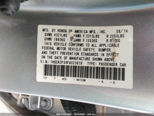 Photo 8 VIN: 1HGCR2F59FA023878 - HONDA ACCORD SEDAN 