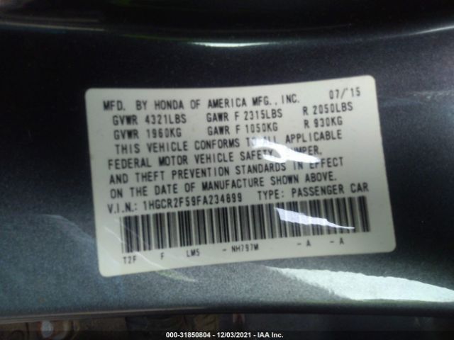 Photo 8 VIN: 1HGCR2F59FA234899 - HONDA ACCORD SEDAN 