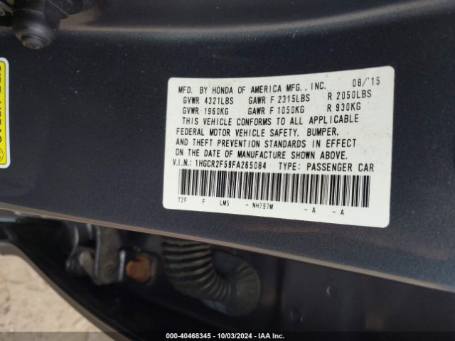 Photo 8 VIN: 1HGCR2F59FA265084 - HONDA ACCORD 