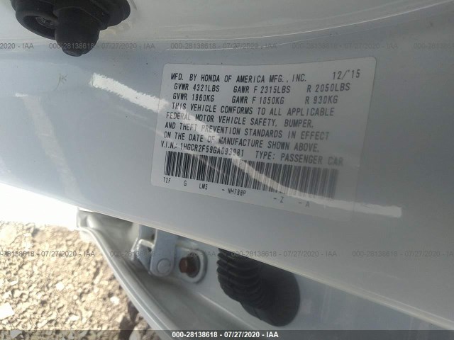 Photo 8 VIN: 1HGCR2F59GA093981 - HONDA ACCORD SEDAN 